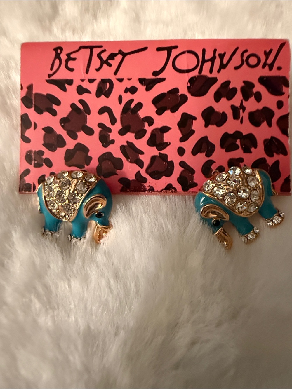 Betsey Johnson Turquoise Elephant Studs with Black Butterfly Bracelet